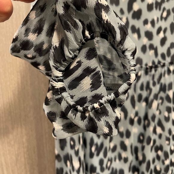 LOFT Gray and Black Leopard Print Long Sleeve Dress - Picture 11 of 16